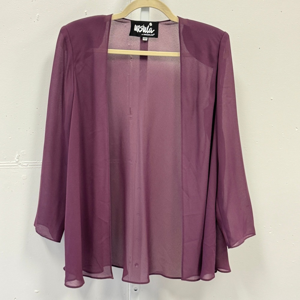 Ursula of Switzerland Plum Purple 2 Piece Dress & Jacket Set Studded Tiered 10P - Picture 5 of 12